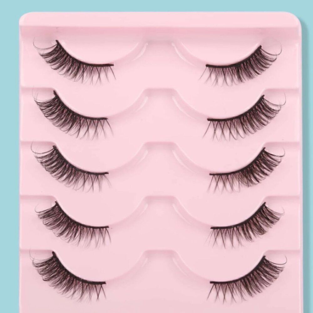 New! 5pairs/Set Cat Eye Black Line Russian Volume Natural Cross Fake Eye…
